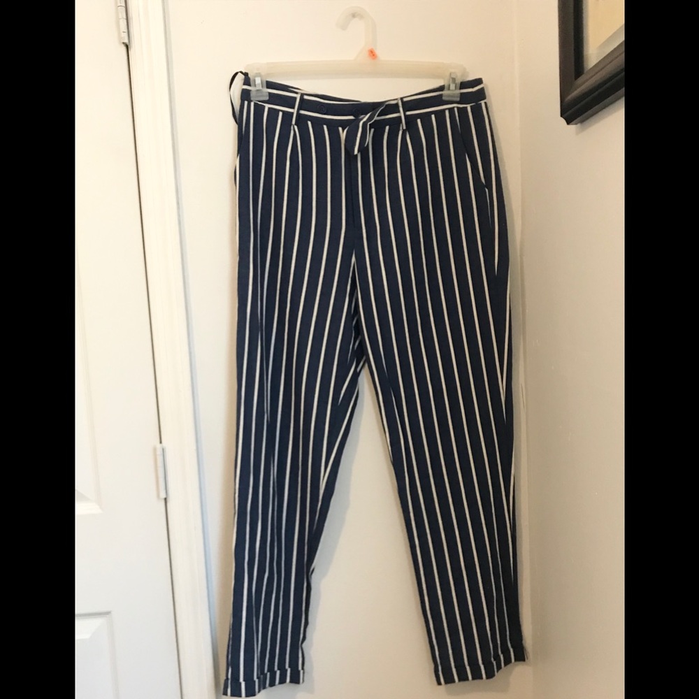 Blue and White Striped Pants